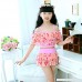 Children Polyester Floral Bathing Suit Swim Wear Big Girl Swimsuits 3-15 Years Yellow B07QCF9924